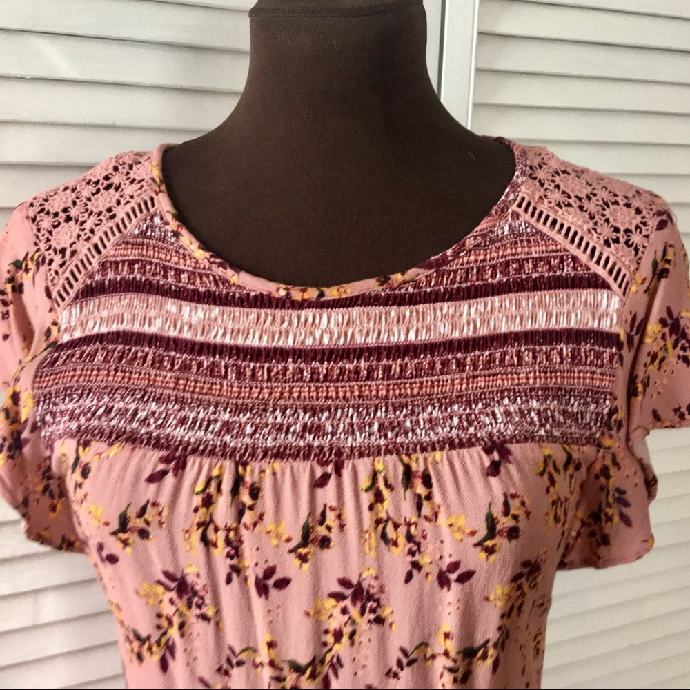 Lace Yoke Flutter Sleeve Top